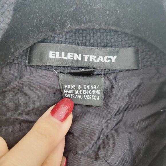 Ellen Tracy Womens 4 Black White Tartan Plaid Preppy Academia Crop Tweed Jacket - Picture 4 of 14